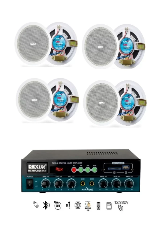 Trafolu Asma Tavan Hoparlör 4 Ad Küçük Işyeri