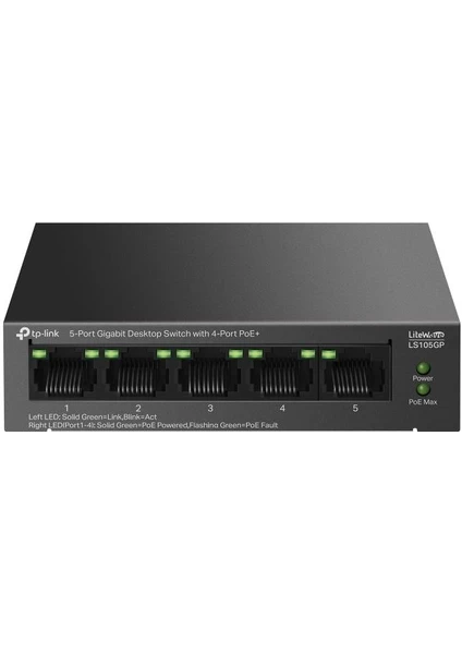 Tp link Ls105GP 5 Port Gigabit Desktop Switch with 4 Port POE.webp
